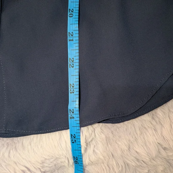 NWOT Women's Navy Blue Button-Up Blouse - Picture 5 of 5
